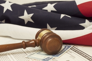 American Flag and Gavel - U.S. Citizenship